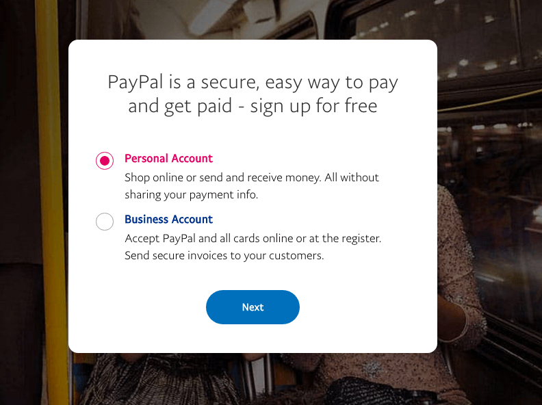 Type of PayPal account