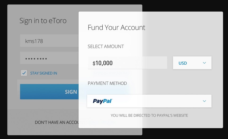 Deposit funds into your eToro account.