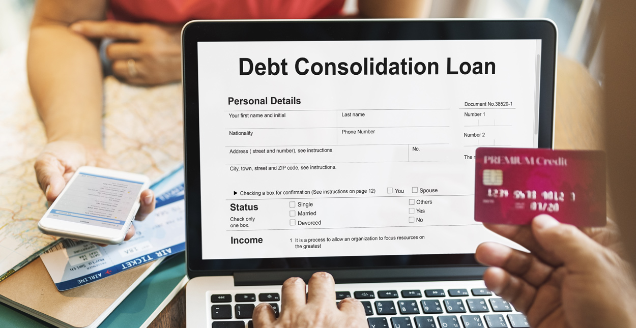 Debt conaolidatuion loan application form diplayed on a laptop