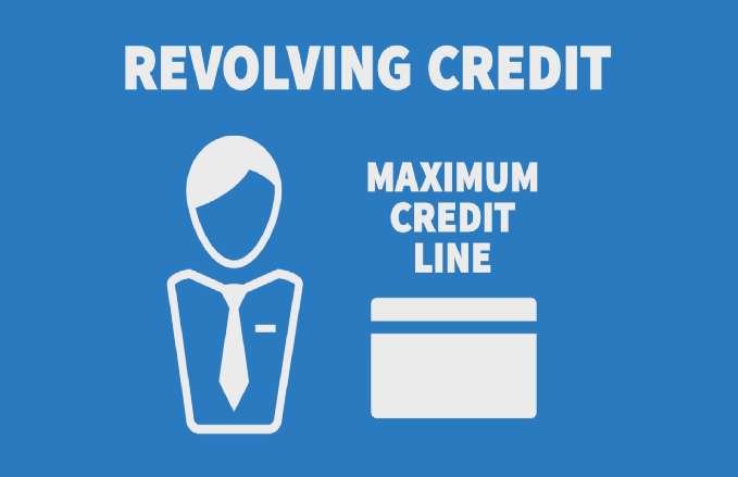 an illustion of person and credit card shosing revolving credit