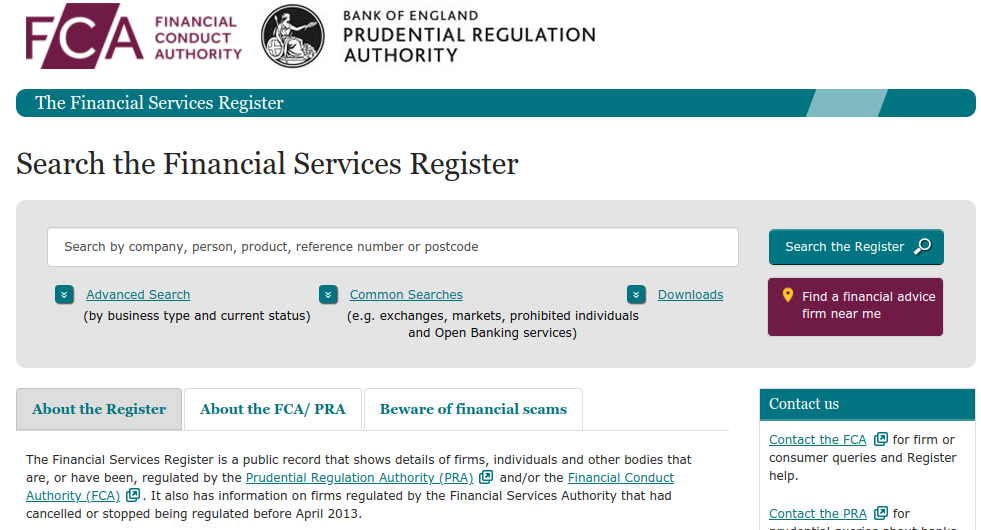 Screengrab of FCA homepage - City Index is FCA regulated