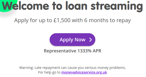 Lending Stream loan application page