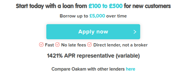 OAKAM loan application page