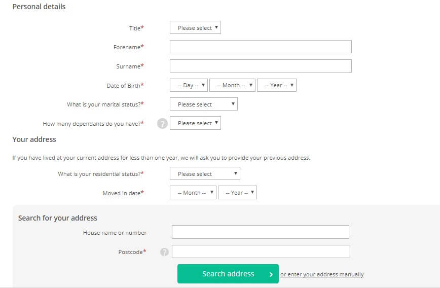 Satumo loans application page capturing personal info