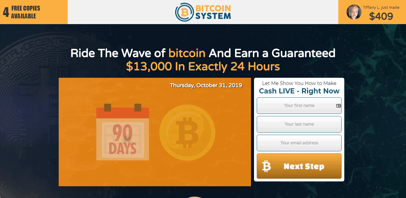Bitcoin System Review : Bitcoin System Registration page