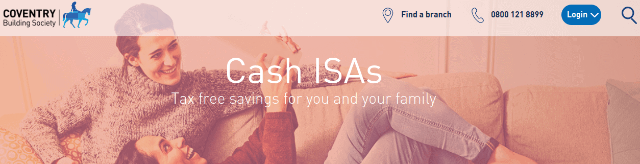 Screengrab of Coventry Building Society ISAs page
