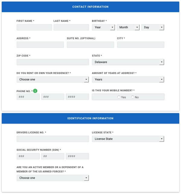 MoneyKey account creation page capturing contact and personal info