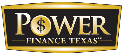 Power Finance Texas logo: engraved in gold black and gold
