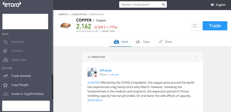 eToro Copper trading 2