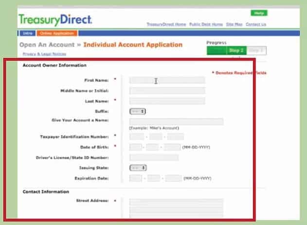 open an account on the TreasuryDirect website