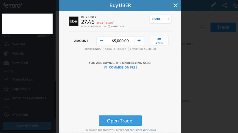 How to buy Uber stocks on eToro 
