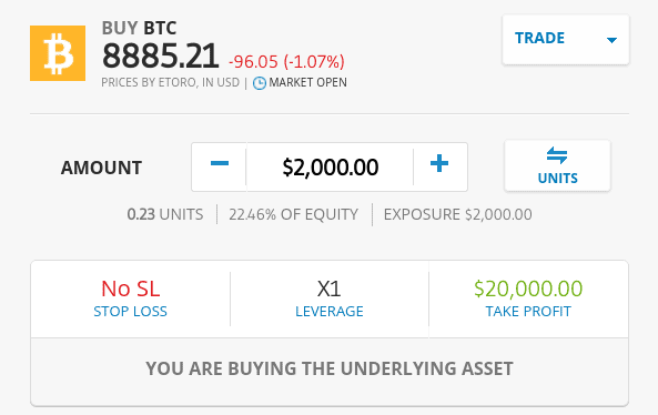 Bitcoin trading on eToro