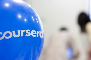 a balloon with Coursera's logo